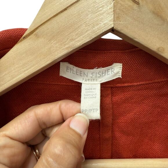 Eileen Fisher Organic Linen Trench Coat Orange Women’s Size PP (2P/4P)‎ - Picture 8 of 13